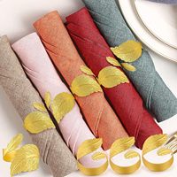 Réglages de table élégants Idées cadeaux Étude Décoration de table en forme de feuille Anneaux de serviette en métal brillant pour Noël Fête de mariage de Pâques