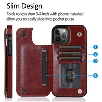 Antichoc Doux PU Couverture Arrière Carte De Crédit Portefeuille Pochette D'affaires Téléphone étui pour iphone 17 air 16 15 14 13 Pro Max