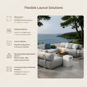 Ensemble de canapés d'extérieur en rotin London <span class=keywords><strong>pas</strong></span> <span class=keywords><strong>cher</strong></span> avec table brasero relevable en aluminium pour terrasse et jardin, en métal durable - Product Image 5