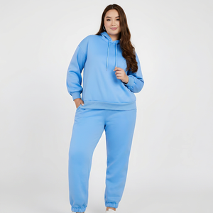 Conjunto Deportivo de Mujer, Talla Grande, Ligero, Ecológico, de Algodón y Felpa, Transpirable, Antibacterial, Sudadera con Capucha Extra Grande, Personalizable - Product Image 1