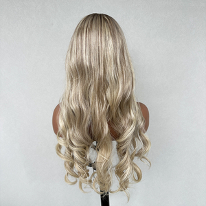 Mềm Silicone cơ sở cap y tế Tóc Giả 28 inch dài tóc vàng Nhật Bản tổng hợp tóc Y Tế cấp toupee tóc giả - Product Image 3