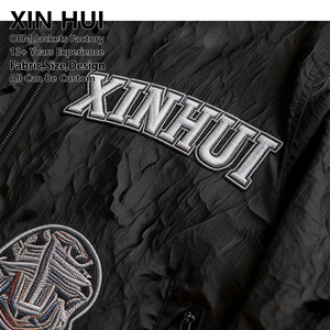 Chaqueta Bomber Casual de Moda para Hombre, de Invierno, con Cuello Alto, Bordada con Hilo Plateado, de Poliéster, Venta al por Mayor de Fábrica - Product Image 2