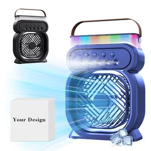 Mini-refroidisseur d'air évaporatif portable à 3 vitesses avec ventilateur et lumière LED 7 couleurs, idéal pour votre bureau ou table de chevet - Product Image 4