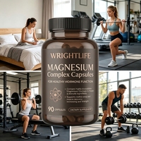 Capsules de complexe de magnésium Wright Life - Halal, 60 capsules, soutien énergétique et soulagement du stress pour la santé du cerveau et le sommeil, usage adulte