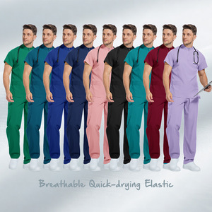Male Hospital Uniform Split Set Moisture Wicking Quick Dry <b>Scrubs</b> For Men Multi Color Options - Product Image 3