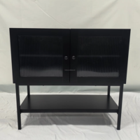 Buffet moderne de luxe en MDF noir, grande capacité, gain de place, pour salon, entrée, hôtel, appartement, chambre à coucher