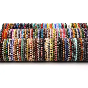 Bracelets de perles rondes en pierre naturelle 6mm 8mm 10mm chaîne de main d'agate bracelets de perles de cristal de pierres précieuses pour femmes et hommes