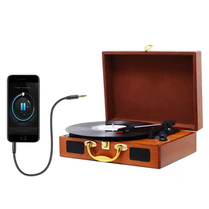Tourne-disque <span class=keywords><strong>vinyle</strong></span> en bois avec haut-parleurs Blue Tooth Suitcase Vinyl Record AUX in Turntable Player - Product Image 4