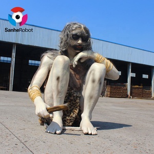 Simulasi tinggi luar ruangan Model manusia Neanderthal primitif animatronik Halloween ukuran hidup animatronik untuk taman - Product Image 4