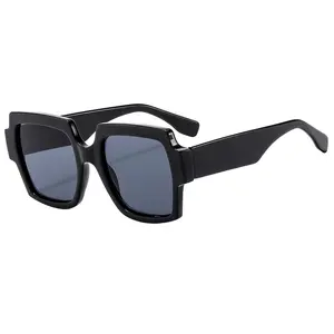 FANXUN M6139 kacamata hitam uniseks, kacamata hitam modis kotak besar desain wajah jalanan Joker baru gaya Eropa Amerika untuk wanita