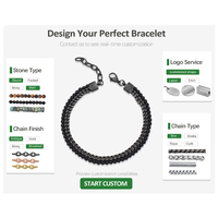 Bracelet élégant pour homme en acier inoxydable avec perles en hématite naturelle et chaîne d'extension pour anniversaire