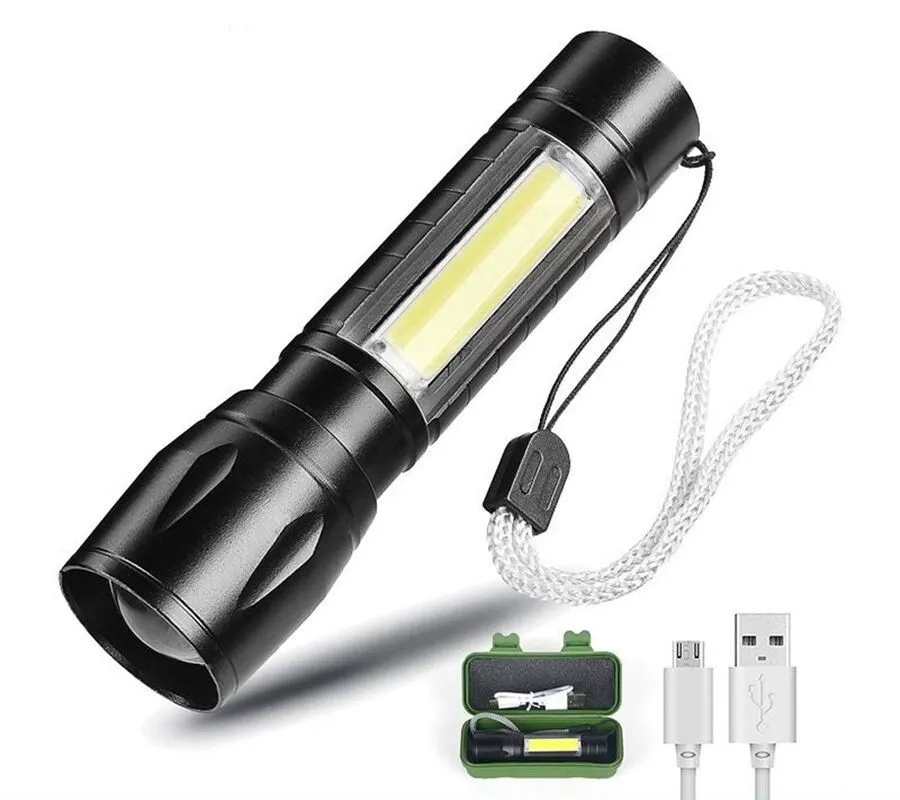 Durapower Retractable Zoom Flashlight Mini Led Rechargeable Flashlight Small Torch With Side Light