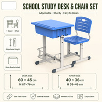 Ensemble bureau et chaise d'écolier en plastique, directement de l'usine, style moderne, pour l'école