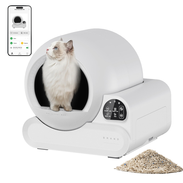 WiFi Controlled Smart Cat Litter Box 70L Large Capacity Plastic Self-Cleaning Health Tracking Easy Clean Child Lock Accessory