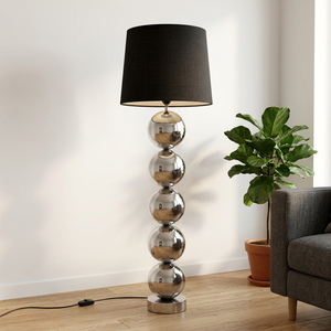 <b>Black</b> Nickel Plated LED Floor Lamp with Drum <b>Shade</b> Modern Design for Bedroom Decoration Warm White Residential <b>Lighting</b> - Product Image 2