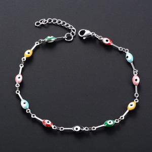 Pulsera de cadena de mano de acero inoxidable de 4 mm con ojo turco, para mujer, niña, tobillera, joyería de metal, regalo de verano - Product Image 2