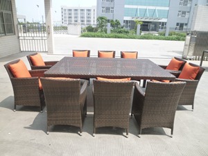Grande tavolo da pranzo esterno in Rattan 10 posti sedie Set <span class=keywords><strong>giardino</strong></span> terrazza mobili - Product Image 2