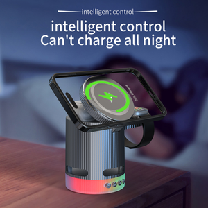 Productos 2025 Recién llegados Diseño novedoso <span class=keywords><strong>Altavoz</strong></span> de música BT Lámpara de cargador inalámbrico 4 en 1 con alarma Lámpara RGB nocturna para cabecera - Product Image 3