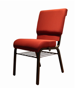 Chaise d'église empilable en métal avec rembourrage en tissu, porte-documents sous le siège et clips de connexion pour auditorium/usage liturgique - Product Image 3