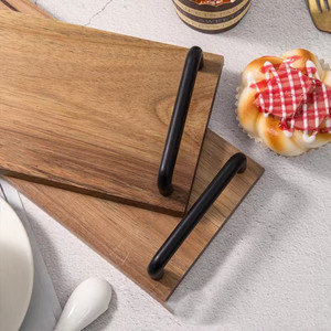 Acacia Wood <b>Tray</b> With Metal Handle Solid Wood Serving <b>Tray</b> For Cake Fruit Afternoon <b>Tea</b> Residential Use - Product Image 4