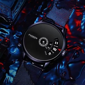 FNGEEN S230 orologio minimalista semplicemente nero moda in acciaio inox cronografo <span class=keywords><strong>Drop</strong></span> <span class=keywords><strong>Shipping</strong></span> resistente all'acqua orologi da uomo al quarzo - Product Image 4