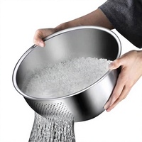 Évier de cuisine multifonctionnel en acier inoxydable extra-épais - Panier de lavage et d'égouttage du riz pour usage domestique, fabriqué à Chaozhou