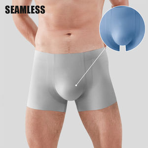 Venta al por mayor de Calzoncillos Bóxer suaves de seda helada con logotipo personalizado Cooling Feel para hombre, ropa interior de talla grande para hombre - Product Image 4