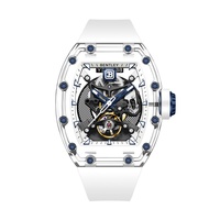 Elegante Reloj Automático de 42.2mm con Esfera Analógica, Correa Cónica de FKM, Caja Tonneau, Acero Inoxidable de Alta Calidad y Cristal