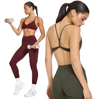 Soutien-gorge de sport pour femme, personnalisé, couleur unie, léger, respirant, anti-humidité, dos croisé, pour le yoga et le fitness, avec fermeture avant moyenne