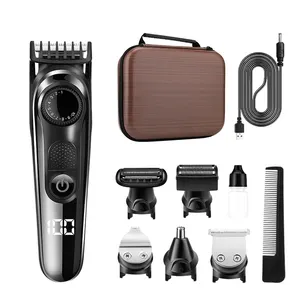 Suttik LM-1832 professionnel barbe Kit électrique tondeuses à cheveux rasoir nez tondeuse pour hommes toilettage soins 5 en 1 USB Shinon