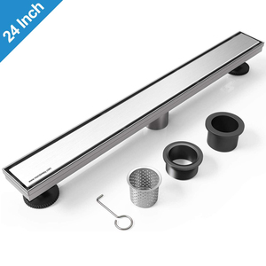 Mondeway Reversible 2-in-1 Flat <strong>Cover</strong> Brushed Nickel Stainless Steel Bathroom <strong>Floor</strong> <strong>Drain</strong> 24 Inch Linear Shower <strong>Drain</strong> - Product Image 1