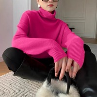 Pull col roulé épais pour femme, coupe ample et ajustée, pull basique décontracté et chaud pour l'automne et l'hiver