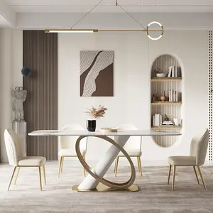 Mobiliário doméstico moderno, cozinha sala de jantar mesa e cadeiras sintered pedra retangular mesa de jantar