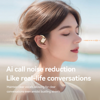 Earphone Nirkabel Konduksi Tulang OEM Grosir Laris Manis BT 5.4 IPX5 Layar Digital Transduser Ganda Olahraga Lari Open Ear