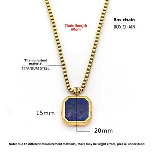 Collier unisexe pour tous les jours <span class=keywords><strong>avec</strong></span> turquoise bleue et <span class=keywords><strong>lapis</strong></span>-<span class=keywords><strong>lazuli</strong></span>, design carré minimaliste tendance, plaqué or, bijou tendance, cadeau - Product Image 4
