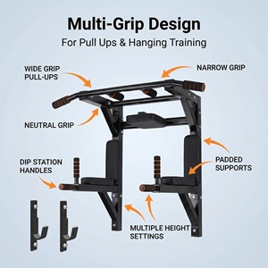 Adjustable Heavy Duty Fitness Dip Station Indoor <strong>Home</strong> Gym Workout Wall Mounted <strong>Pull</strong> <strong>Bar</strong> Multi-Function Horizontal <strong>Bar</strong> <strong>for</strong> <strong>Home</strong> - Product Image 2