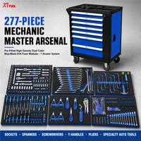 Coffret à outils roulant RTTOOL 277 pièces, 7 tiroirs, serrure à clé, mousse EVA, OEM ODM, atelier mécanique