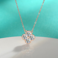 Collier pendentif trèfle à quatre feuilles en argent sterling S925 polyvalent avec moissanite