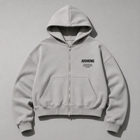 Sweat à capuche zippé personnalisé pour homme, coupe oversize, en molleton épais, imprimé graphique, style streetwear, vente en gros, OEM