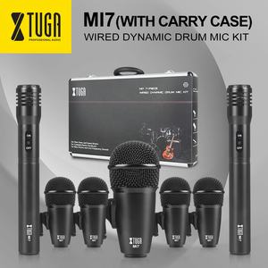 Kit de microphones de batterie XTUGA MI7 <span class=keywords><strong>Tuga</strong></span>, 7 pièces, instruments de musique avec microphones dynamiques et à condensateur filaires, étui en aluminium, métal - Product Image 3