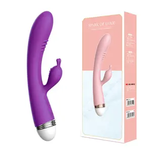 G-spot Rabbit Double Vibrator for Woman Strapon Masturbation Clitoris Stimulator Dildos Waterproof Rechargeable Adult Sex Toys