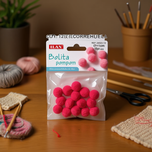 Pompon Tinti Ilan 1,5 Cm Colore Fucsia per Decorazioni e Lavori Artigianali - Product Image 3