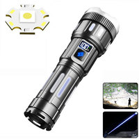 Lampe torche LED rechargeable portable, zoom réglable, 1000 lumens, étanche IP44, ABS, portée du faisceau 500m+, mode SOS, camping