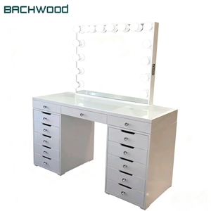 Hiện đại rắn gỗ bền bàn trang điểm với thắp sáng gương và ngăn kéo cho căn hộ - Product Image 2