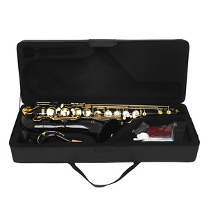 Saxophone soprano SLADE en laiton <span class=keywords><strong>noir</strong></span> avec motif gravé doré, saxophone Bb courbé avec boutons en nacre blanche pour débutant adulte - Product Image 5