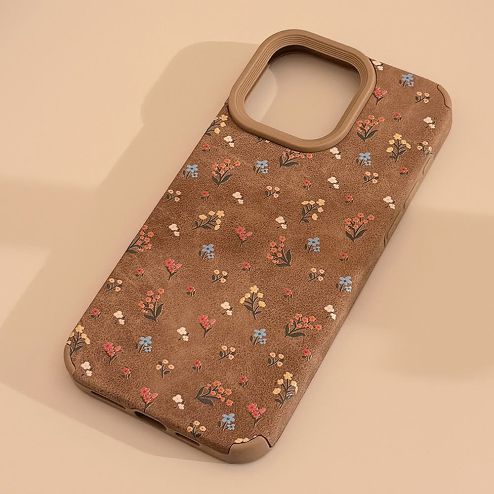 Colorful floral full-screen [brown suede case]