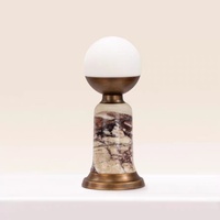 Lampe de table moderne en marbre naturel avec abat-jour en verre opale, base en laiton antique, lampe de chevet pour la décoration de la chambre