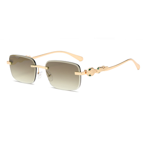 Gafas de Sol Rectangulares <span class=keywords><strong>BOOM</strong></span> 2021, Montura Metálica con Diseño de Cabeza de Leopardo, Sin Marco, para Hombre y Mujer, Gafas de Sol Cuadradas para Verano - Product Image 5