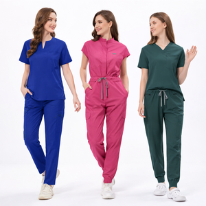 Divisa Ospedaliera da Donna 2026 in Tessuto Twill Elasticizzato (Spandex/Poliestere) a Maniche Corte per Infermieri e Personale Medico - Product Image 1
