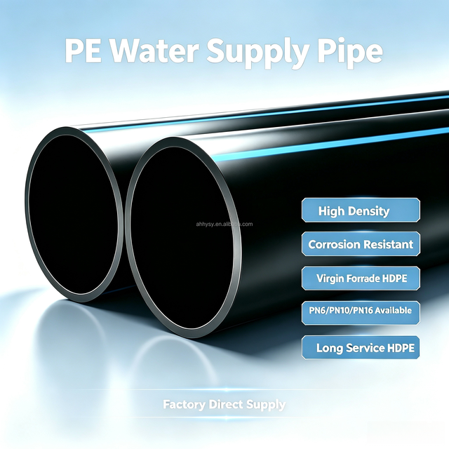 Dn900 Virgin HDPE PE100 Water Supply Pipe ISO4427/GB/T13663 Certified Corrosion Resistant High Pressure Black Blue Stripe SDR11
